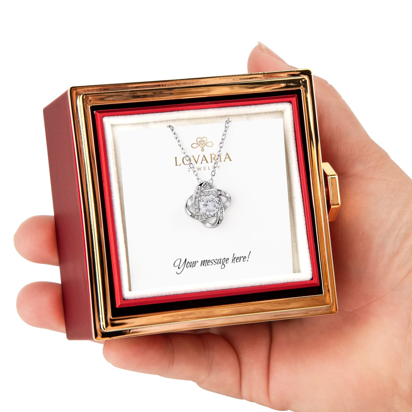Love Knot - Rotating Rose Gift Box - 18K Yellow Gold Finish