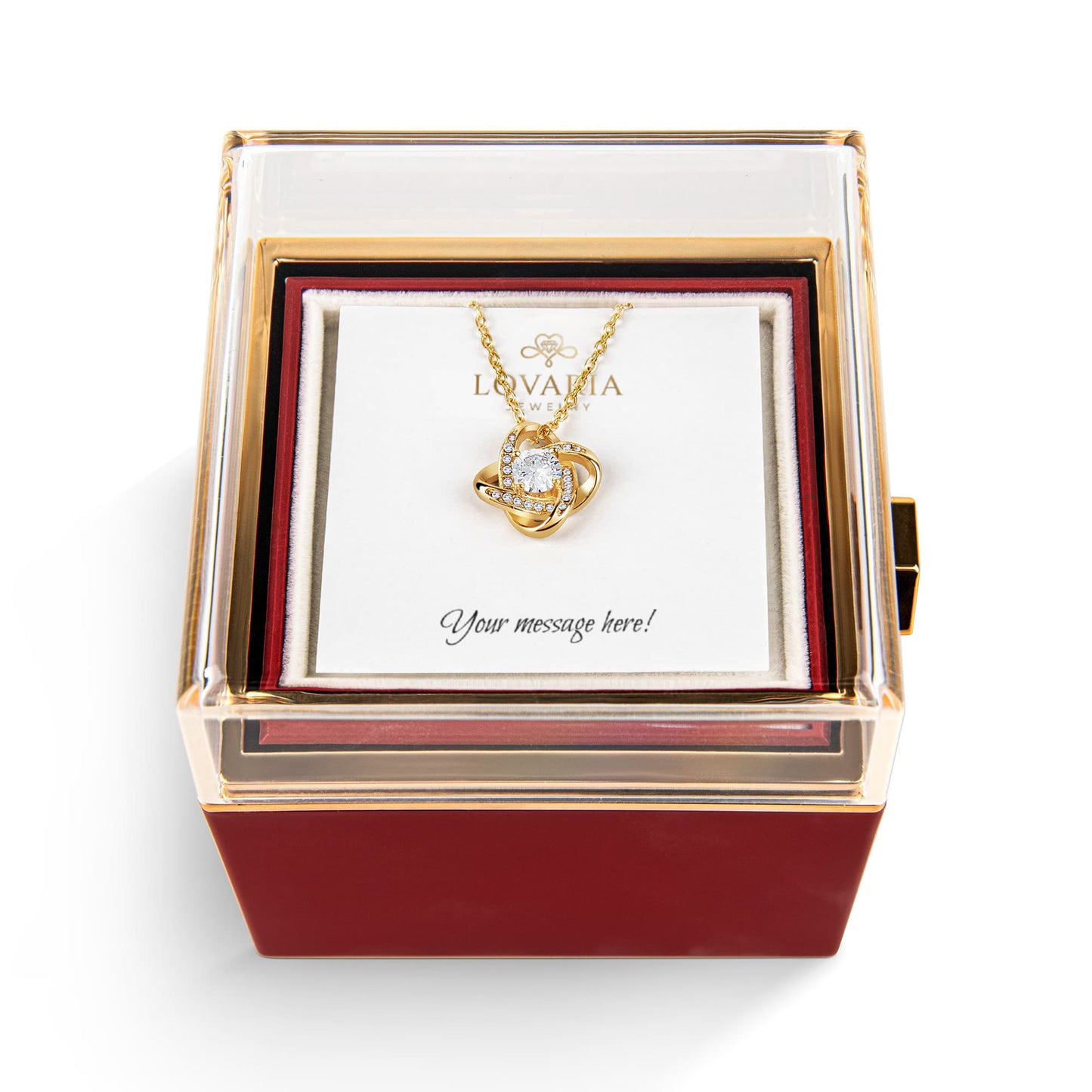 Love Knot - Rotating Rose Gift Box - 18K Yellow Gold Finish