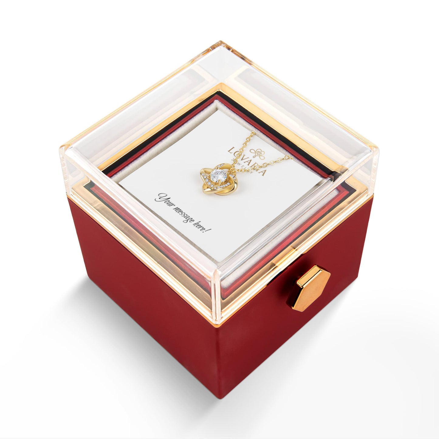 Love Knot - Rotating Rose Gift Box - 18K Yellow Gold Finish