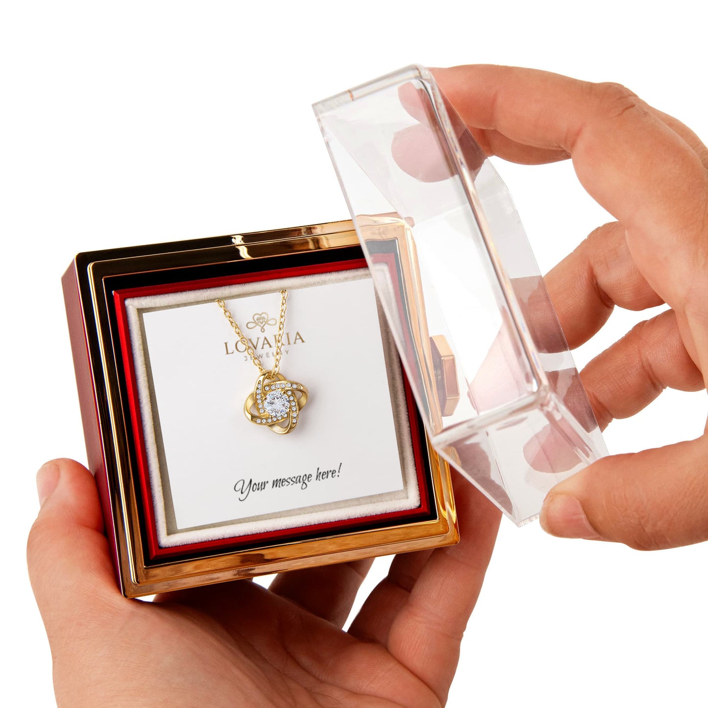 Love Knot - Rotating Rose Gift Box - 18K Yellow Gold Finish